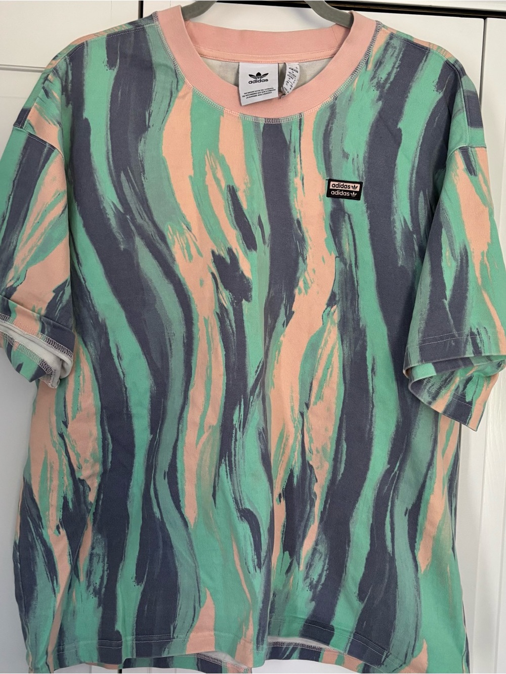 adidas Short Sleeve Tee in Peach, Mint & Charcoal